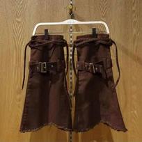 Unisex Adjustable Washable Denim Leg Warmers In Solid Brown Streetwear Punk Style Mid-Calf Length Rayon Blend Dark Brown Leg Warmers