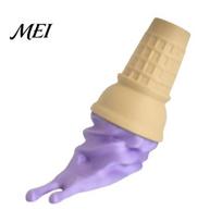 PLA Plastic Sculptures Melting Ice Cream Ornament, 3D Printed Cone Colorful Entryway Ornaments Sculpture, Fun Tabletop Ornament for Home Office
