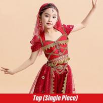 Girl Sari Princess Belly Dance Costume Set Kids Indian Party Stage Performance Fantasy Suit Halloween Bollywood Dancewear S