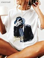 Per dydžio Y2K spaudinio marškinėliai  Michael Jackson S black