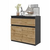 Komoda antracyt/dąb wotan 2 szuflady 2 drzwi 2 półki, szafka 80 cm salon