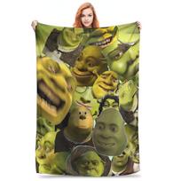 Flannel Throw Blanket Stylish S-Shreks Warm Plush Blankets Soft Bedspread for Bed Living room Home Picnic Couch Size: 75*100cm, Weight: 230 GSM