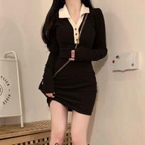 Spice Girl Sexy Knitted One Piece Dress Women French Button Vintage Party Mini Dresses Female Korean Fashion Designer Casual Dress 2024 New S juoda