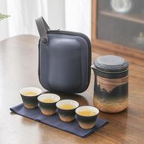 Coarse Pottery Travel Tea Set Kit 1 Teapot 4 Cups Portable Outdoor Camping Teapot And Tea Cup With Bag Teaware Making Tea Tool