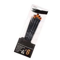 6Pcs Acrylic Paint Brush Set Soft Nylon Bristles Multipurpose Professional Watercolor Brushes