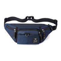 Men Waist Fanny Pack Belt Sling Chest Bag Travel Multi-Pocket Military Fashion Sports Nylon Male Pouch Purse Bum Hip Bags New mėlyna