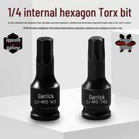 1/4  Mini Pneumatic Ratchet Screwdriver & Wrench with 6.3mm Hex and Torx Bit Black Press Batch 1/4 H3 Length 60mm