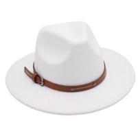 Big Edge Top Hat Belt Buckle Jazz Hat Men'S And Women'S Felt Hat Street Shooting Gambler Hat Concave Fedora Hat Tide one size fits all