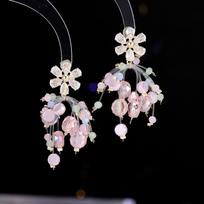 Super Fairy Exquisite High-end Crystal Flower Earrings Women's Light Luxury Needle Fashionable Sweet Fishing Line Fireworks Earrings