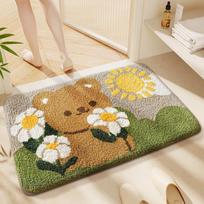 Adorable Cartoon Non-Slip Cashmere Bathroom Mat: Water-Absorbent, Dirt-Resistant, Easy-Clean Toilet Floor Rug 40x60CM