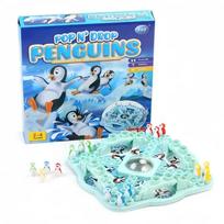 Kids Christmas Penguin Game Pop N Drop Family Fun Board Game Educational Penguin Aeroplane Chess Toy For Children blue