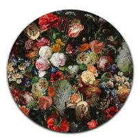 Elegant Floral Round Area Rug, Soft Non-Slip Machine Washable Floor Mat for Living Room Bedroom Kitchen Entryway Decor Diameter 60cm