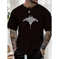 Men'S Summer Casual Short-Sleeve T-Shirt with a Manta Ray Design S juoda