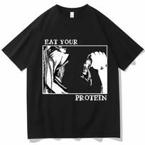 Attack On Titan T-Shirts Eat Your Protein Shirt Man Women Summer Casual O-Neck Short Sleeve Shirts - Men's Summer Cotton Grap... S įvairiaspalvis