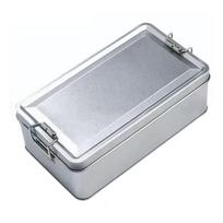 Metalinė dėžutė su dangteliu Vintažinis laikymo indas Kompaktiško dydžio Large silver