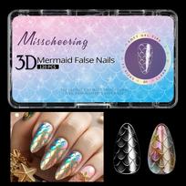Mermaids Press On Nail Full Cover Fake Nail Stick On Nail Acrylic False Nail Glues on Nail Artificial Fingernail Gifts