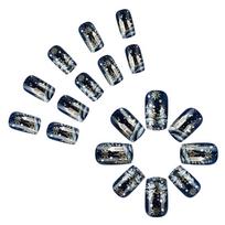 24 Pieces Christmas Press On Nails Snowflake Designs Glossy False Nail Acrylic Full Cover Manicure for Holiday Nail Art 1