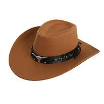 Cow Head Western Cowboy Hat Wide Brim Knight Hat Vintage Visor Caps  Cosplay ruda