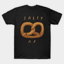 Asian Size Men Black Print T-shirt Salty Af No-Cut Print Cotton Tshirt 4XL juoda