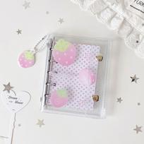 3-Ring Binder Journal Clear Loose Leaf Planner Kawaii M5 Binder Notebook  Students rožinė