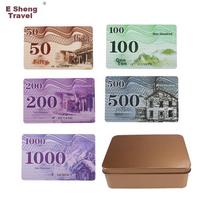 Shenglv Mahjong Tiles, Card Set for Chess Room Use, 100 Large-Value Points Cards, Coin Tokens in Metal Box