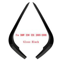 For BMW 3 Series E90 E91 320i 330i 316i 318i 335i M Sport Pre-LCI 2005-2008 Front Bumper Lip Canard Splitter Fog Lamp Cover Trim Gloss Black A