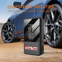 All-in-One Car Jump Starter Built-in Air Compressor 200PSI Fast Tire Pump with Large LCD Display 6000mAh Black