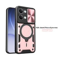 Funda For Xiaomi Poco X8 Pro Max 5G Case Car Magnetic Holder Ring Armor Phone Case For Poco X8Pro Max Slide Lens Protector Cover Poco X8 Pro Max