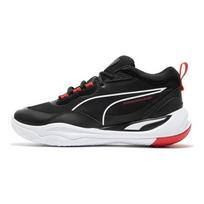 PUMA Playmaker Pro Men Round Toe Lace Up Leather Anti Slip Wear Resistant Low Top Basketball Shoes Black Red 377572-13 40.5
