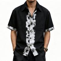 Lightweight summer short-sleeved shirt men-breathable button casual vacation shirt L juoda