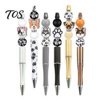 Husky Themed Craft Pens Dog Beadable Pen Kit, DIY Crafting Set, with Cute Pet Wooden Bead Supplies Beads Decor, Smooth Writing Pens, for School 1 Set