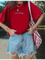Oversized Y2K print T-shirt: Red Flag 2XL red
