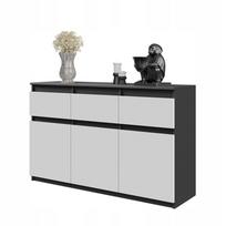 Komoda noah 120 cm szeroka 3 szuflady, 3 drzwi, 3 półki antracyt/biały mat