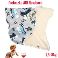 Pieluszka wielorazowa aio newborn kieszonka bambus samochody nappime