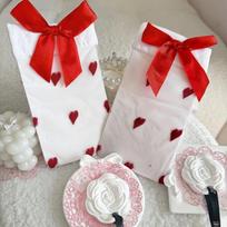 Heart-Shaped Bowknot Thigh High Socks Party Sweet Cute Ultra-Thin Over-The-Knee Socks For Women Pure Desire Red Bowknot Long Sto One Size