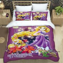 2026 New 3D printed Tangled cute cartoon (Rapunzel) duvet cover and pillowcase bedding set, suitable for boys' and girls' bedroo 135x200cm
