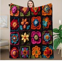 Nertas 3D gėlių rašto pledas, spalvingas bohemiškas afganistanietiško mezgimo užtiesalas sofai, lovai, namų dekoracija, dovana, jaukus dekoratyvinis pledas Size: 75*100cm, Weight: 230 GSM red