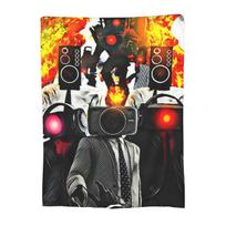 Skibidi Toilet Funny Blankets Fleece Sofa Throw Blanket Warm Throw Blankets for Couch Bedding Travel Throws Bedspread Quilt Size: 75*100cm, Weight: 230 GSM