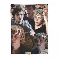 Evan Peters Pattern Blankets Soft Warm Flannel Throw Blanket Plush for Bed Living room Picnic Travel Home Couch Size: 75*100cm, Weight: 230 GSM
