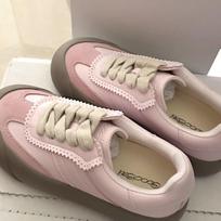 Bai Jingting has the same rose salt, pink GOODBAI fluffy shoes for women, red academy style thick-soled fat German training shoes. 35 rožinė