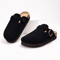 Fashion SmilePoP Genuine Suede Clogs for Women Men Soft Cork Footbed Leather Men Mules Comfort Potato Shoes with Arch Support Slippers 36