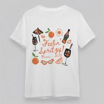 Women's Fashion T-Shirt Tropical Feelin Spritz Tee Short Cotton White Oversize 3XL