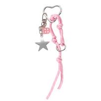 Lovely Heart Keychain Braided Rope Keyring Star Car Key Chain Backpack Handbag Charm Bag Charm Bag Pendant Ornaments rožinė