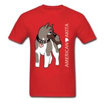 Cute American Akita Dog TShirt 100 Cotton ONeck Summer Short Sleeve Casual Mens Tshirt Size S3XL S