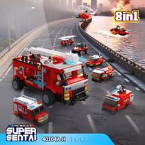 668pcs 8-in-1 City Series Fire Rescue Ladder Truck Building Toys No Box