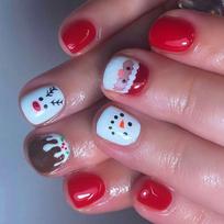 Christmas Full Cover Stick on Nail Elk Press On Nail Snowman False Nail Santa Claus Artificial Nail for Winter 1