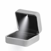Square Shape Ring Holder Case Velvet LED Light Ring Display Case  Valentine's Day pilka