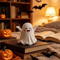 1/6Pcs Cute Flocked Ghost Figurines Adorable Smiling Faces Soft Touch Perfect For Halloween Bedroom Desktop Home Decoration A2