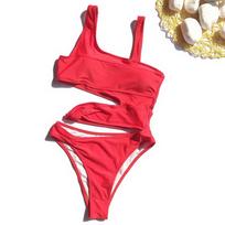 Seksualus moteriškas maudymosi kostiumas Vienspalvis vientisas maudymosi kostiumas Tuščiaviduris Bikini Brazilijos paplūdimio drabužiai 8 spalvos S raudona