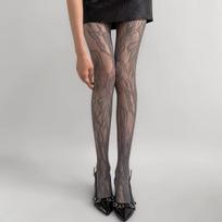 Retro Floral Sexy Lace Pantyhose Y2K Millennium Spicy Girl Personality Openwork Jacquard Mesh Stockings Lolita For Women One Size